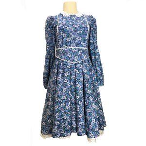 Vintage Floral Dress with Puff Shoulder